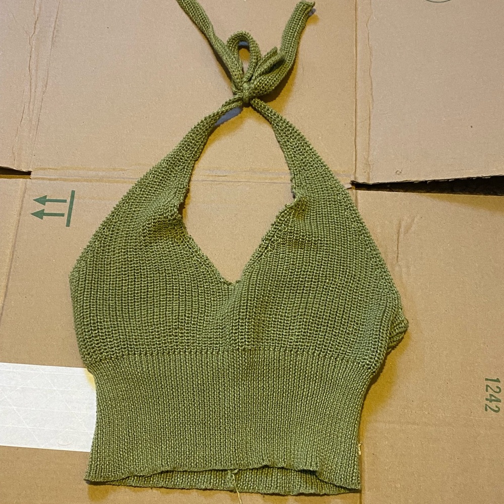 SHEIN Sage Knitted Halter Bralette
